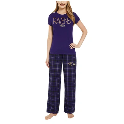 Concepts Sport Purple/black Baltimore Ravens Arctic T-shirt & Flannel Trousers Sleep Set