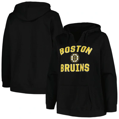 Profile Black Boston Bruins Plus Size Arch Over Logo Pullover Hoodie