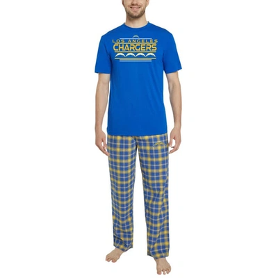 Concepts Sport Royal/gold Los Angeles Chargers Arctic T-shirt & Flannel Trousers Sleep Set