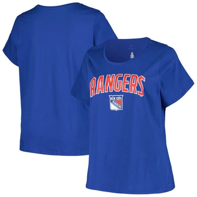 Profile Blue New York Rangers Plus Size Arch Over Logo T-shirt