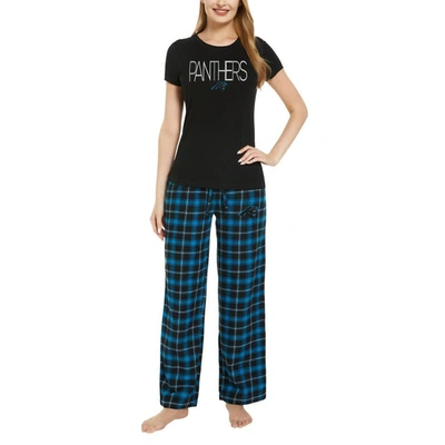 Concepts Sport Black/blue Carolina Panthers Arctic T-shirt & Flannel Pants Sleep Set