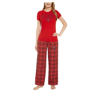 Concepts Sport Red/pewter Tampa Bay Buccaneers Arctic T-shirt & Flannel Trousers Sleep Set