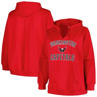 Profile Red Washington Capitals Plus Size Arch Over Logo Pullover Hoodie
