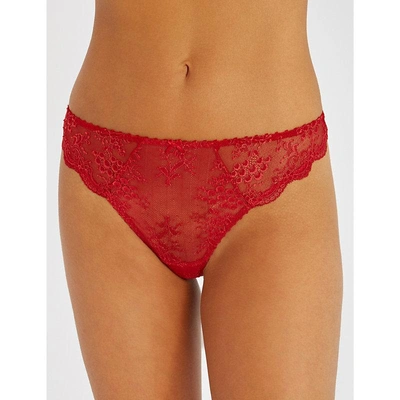 Aubade L'amour Lace Mid-rise Briefs In Rouge Darling