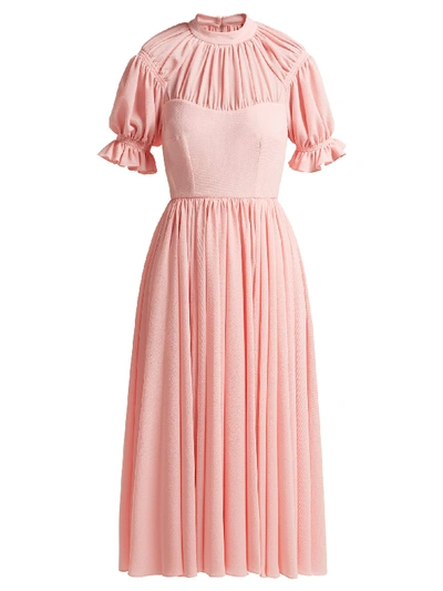 Emilia Wickstead Philly Ruched Crepe Dress In Pink
