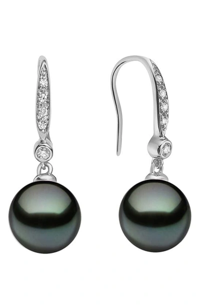 House Of Frosted 14k Gold Diamond & Pearl Drop Earrings In Silver/ Green