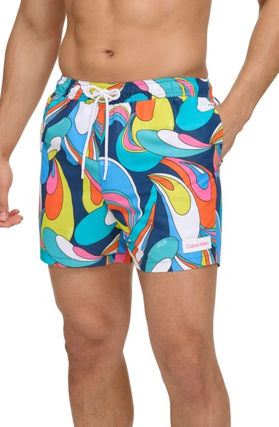 Calvin Klein Men's Modern Euro 5" Volley Swim Trunks In Abstract