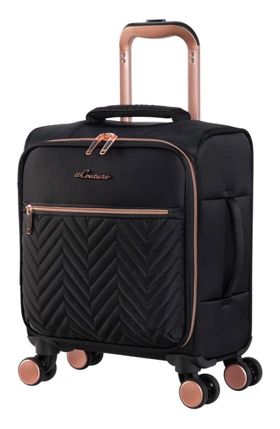 It Luggage Bewitching 14-inch Softside Spinner Luggage In Black Rose Gold Highlight