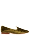 Le Monde Beryl Venetian Velvet Slipper Shoes In Green