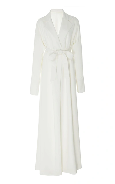 Bouguessa Crepe Belted Robe Dress In Ivory