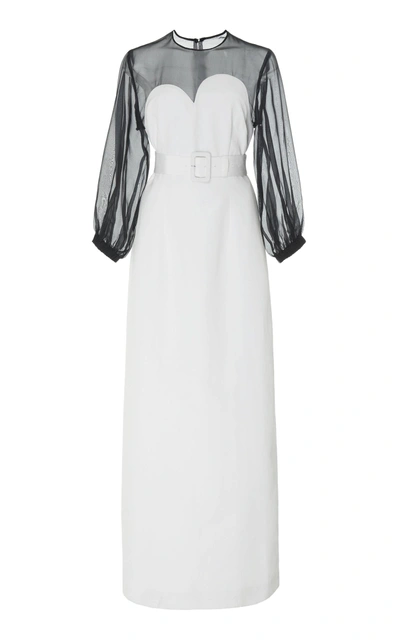 Bouguessa Two Tone Fitted Gown In Black/white