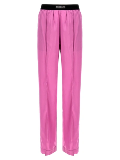 Tom Ford Logo Elastic Pants In Purple