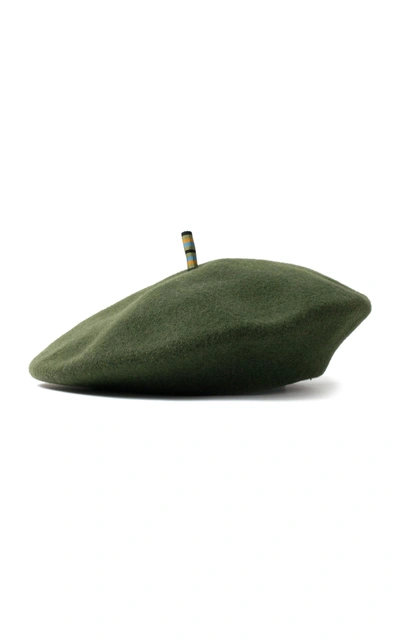 Lola Hats Stripe Cig Beret In Green