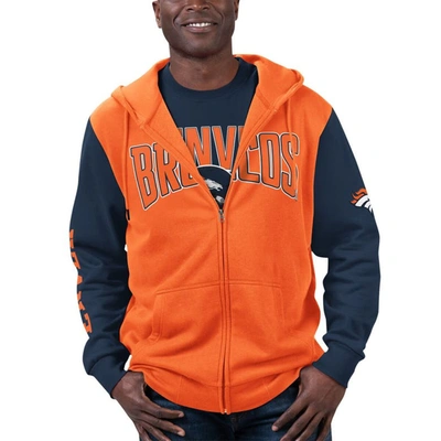 G-iii Sports By Carl Banks Men's  Orange, Navy Denver Broncos T-shirt And Full-zip Hoodie Combo Set In Orange,navy