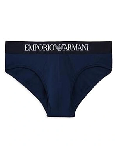 Emporio Armani Logo Briefs In Blue
