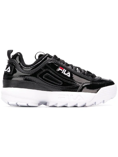 Fila Disruptor Patent Leather Sneakers In Black|nero