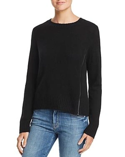 Aqua Cashmere Zip Detail Donegal Cashmere Sweater - 100% Exclusive In Black