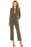 Hudson Chambray Utility Jumpsuit In Washed Army Green