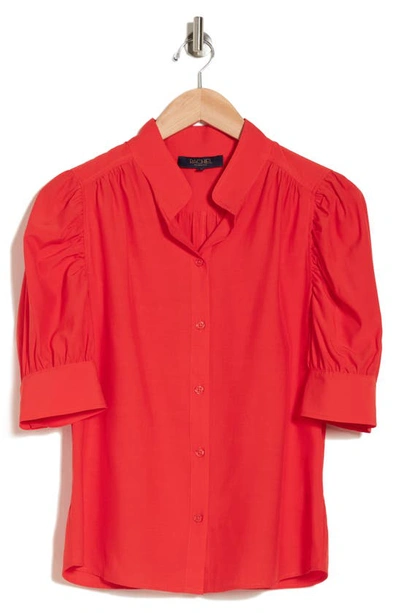 Rachel Rachel Roy Short Sleeve Boyfriend Button-up Shirt In Red Alert