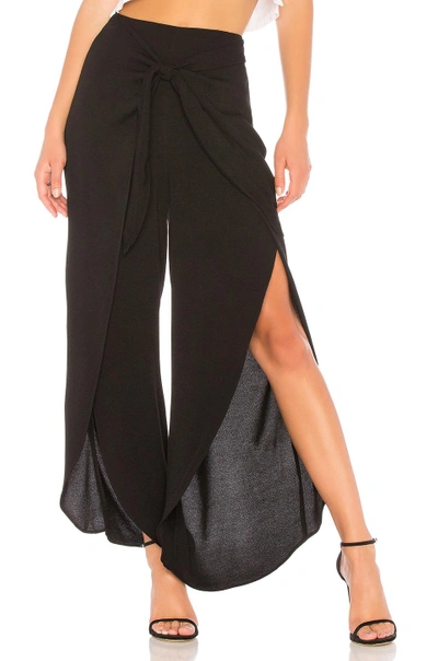 Bobi Front Slit Pants In Black