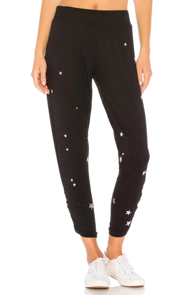 Michael Lauren Pablo Pant With Shirring & Silver Foil Stars In Black