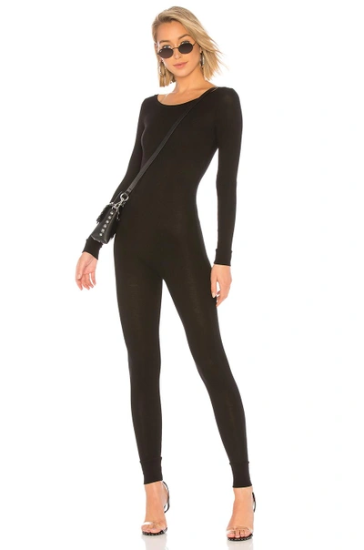 Enza Costa Rib Scoop Neck Catsuit In Black