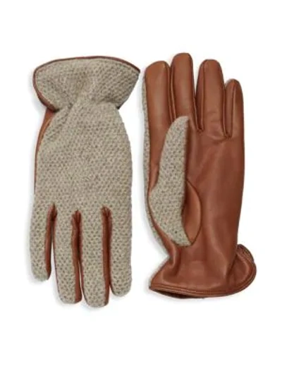 Saks Fifth Avenue Classic Textured Gloves In Cognac