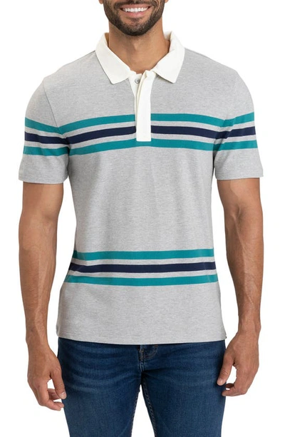 Threads 4 Thought Ashby Stripe Organic Cotton Blend Piqué Polo In Heather Grey