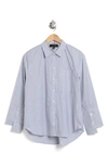 Laundry By Shelli Segal Long Sleeve Cotton Poplin Button-up Shirt In Navy/ White Stripe