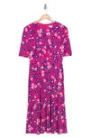 London Times Floral Elbow Sleeve Inset Waist Midi Dress In Rosecrm