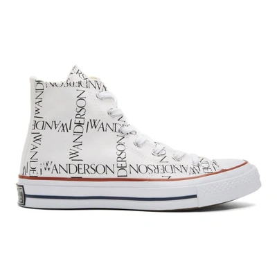 Jw Anderson White Converse Edition Grid Chuck Taylor All Star 70 High-top Sneakers In Wht.blk.red