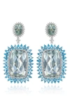 House Of Frosted 14k White Gold Plated Sterling Silver Blue Topaz, White Topaz & Green Quartz Drop Earrings In Silver/ Topaz