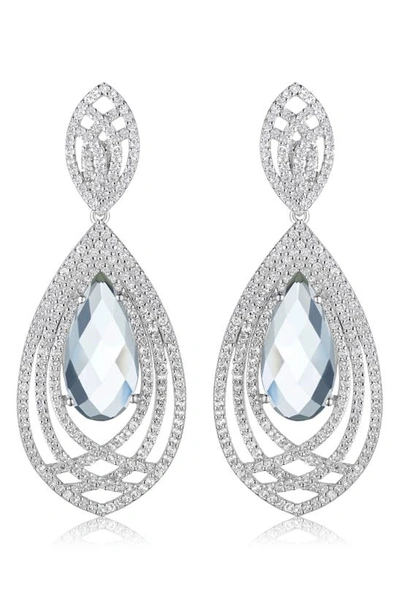 House Of Frosted 14k White Gold Plated Sterling Silver Blue Topaz & White Topaz Teardrop Earrings In Metallic