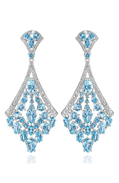 House Of Frosted Blue & White Topaz Drop Earrings In Silver/ Topaz