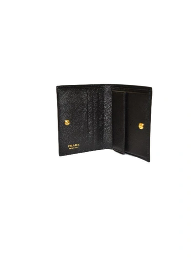 Prada Small Monochrome Billfold Wallet In Black
