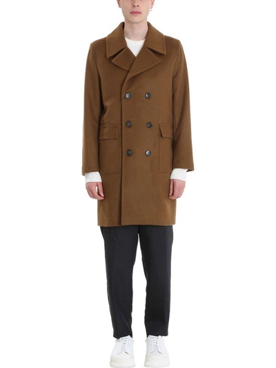 Mackintosh Camel Wool Double Breasted Coat In Beige