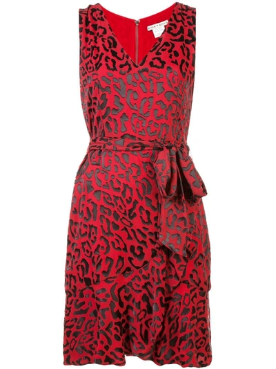Alice And Olivia Brooks Leopard Print A-line Dress In Red Black