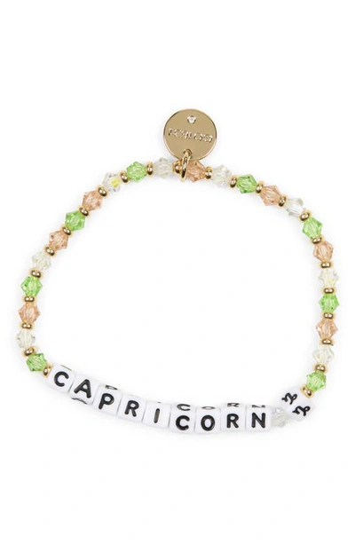 Little Words Project Zodiac Beaded Stretch Bracelet In Green-capricorn