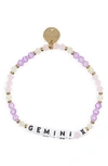Little Words Project Zodiac Beaded Stretch Bracelet In Purple-gemini