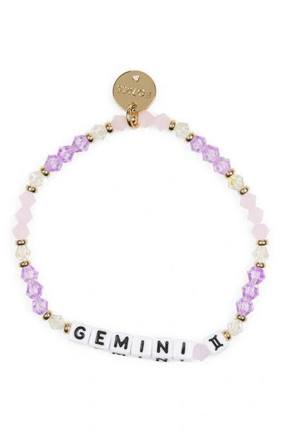 Little Words Project Zodiac Beaded Stretch Bracelet In Purple-gemini