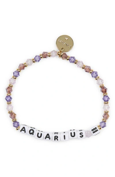 Little Words Project Zodiac Beaded Stretch Bracelet In Purple-aquarius