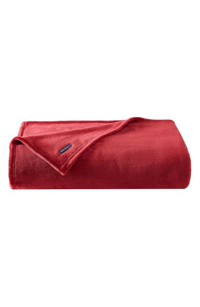 Nautica Solid Plush Throw Blanket In Biking Red