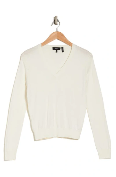 Theory V-neck Silk Blend Pullover Sweater In Ivory