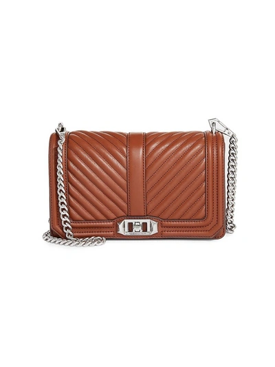 Rebecca Minkoff Chevron Quilted Jumbo Love Crosbody Small In Dark Luggage In Multi
