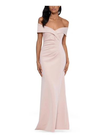 X By Xscape Womens Gathered Off-the-shoulder Evening Dress In Gold