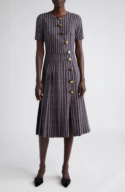 Altuzarra Myrtle Stripe Crepe Midi Dress In Truffle