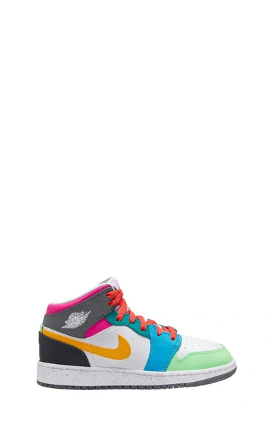 Jordan Kids'  1 Special Edition Mid Trainer In White/ Taxi/ Shadow/ Pink