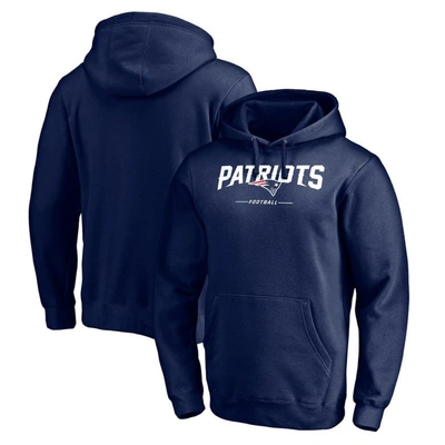 Fanatics Branded Navy New England Patriots Logo Team Lockup Fitted Pullover Hoodie