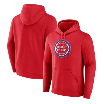 Fanatics Branded  Red Detroit Pistons Primary Logo Pullover Hoodie