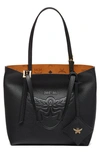 Mcm Mini Lauretos Reversible Leather Shopper Bag In Black